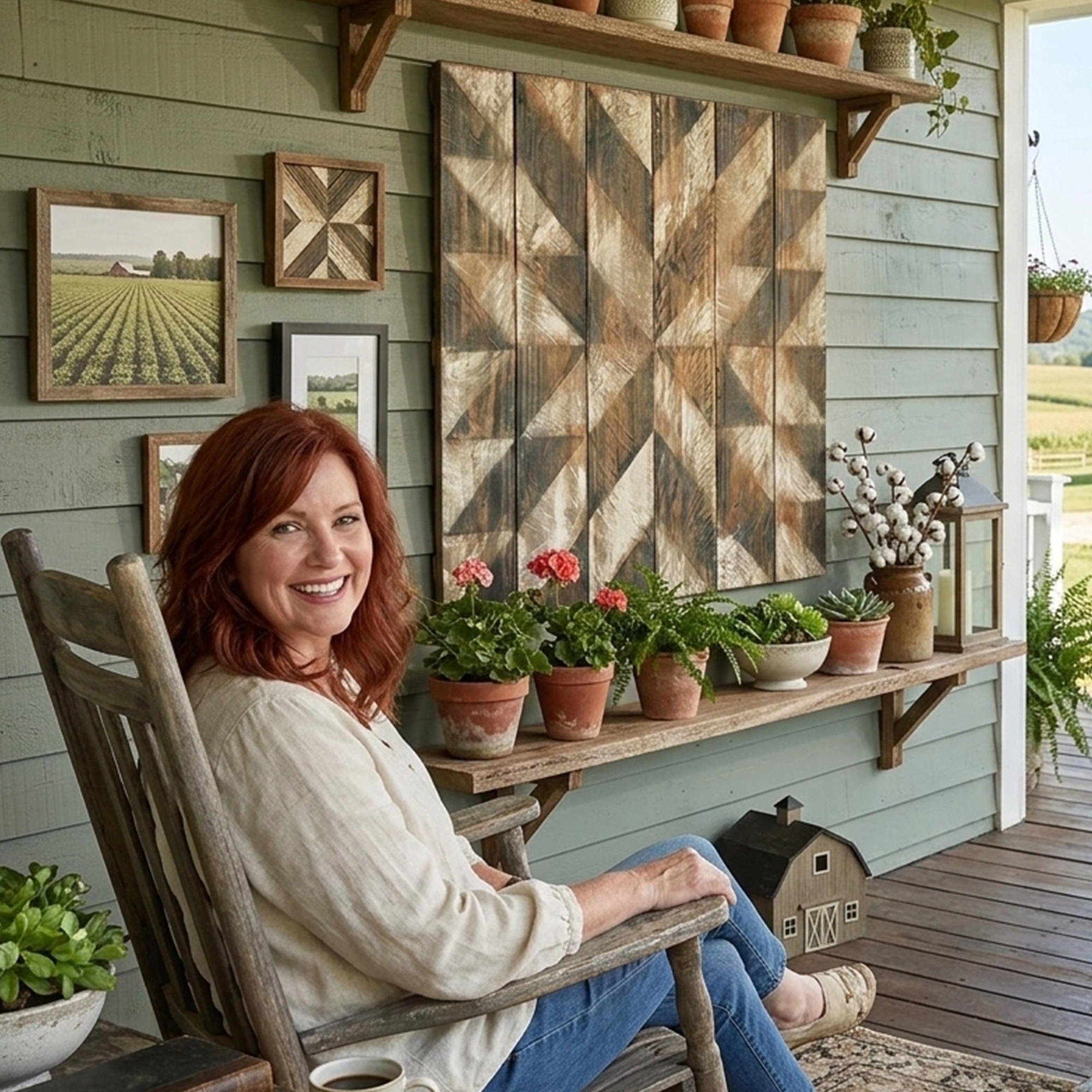 Step-by-step hand-painted barn quilt process showing craftsmanship in Tennessee