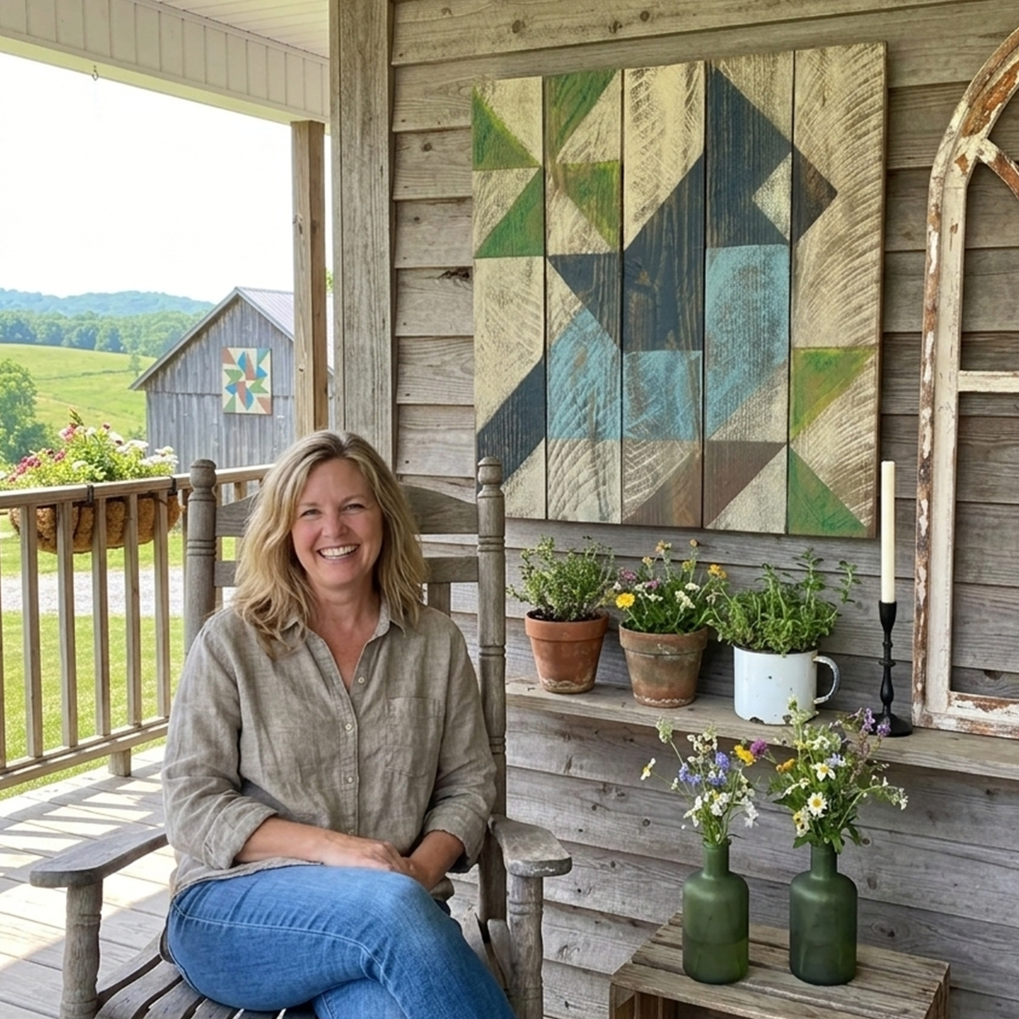 Featured barn quilt collections with Ohio Star and LeMoyne Star patterns for home or porch